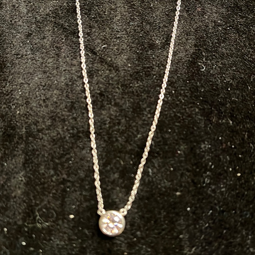 Crislu sterling silver with pink cz bezel set necklace. - Picture 1 of 8
